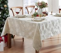 Nappe classique imprimée flocons de neige en lin et coton tissé lavable pour usage domestique