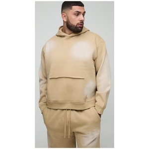 ชุดวอร์มขาบานสำหรับผู้ชายชุดวิ่งมีฮู้ดแบบเรียงซ้อนกัน3D สำหรับพิมพ์พัฟขอบสีทึบลายกราฟิกสเวตเตอร์ขายส่ง - Product Image 3