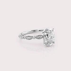 IGI Certified Oval Shape Lab Created Diamond Engagement Ring <b>Solid</b> 925 Sterling <b>Silver</b> Vintage Style Bridal Ring - Product Image 2