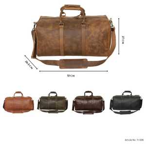 Bolsa de lona de cuero genuino de gran capacidad para hombre, bolsas de viaje impermeables Vintage a la moda con cierre de cremallera - Product Image 5