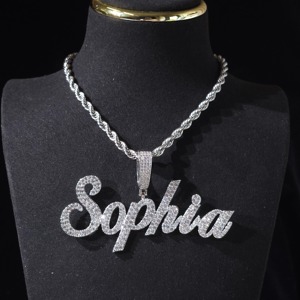 Best Design VVS Moissanite Diamond Gold Plated 925 <b>Silver</b> Iced Out Custom <b>Letter</b> Name Pendant <b>Necklace</b> For Men At Low Price - Product Image 1