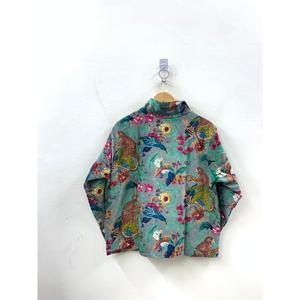 Veste en velours réversible The Jungle Durbar gris ardoise et motif Tropical Bloom, logo personnalisable, manteau automne, été et hiver - Product Image 1