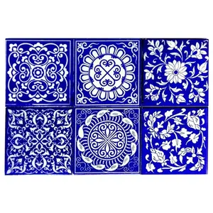 กระเบื้องเซรามิคติดผนังขนาด4x4นิ้วทำด้วยมือชุด6ชิ้นสำหรับตกแต่งบ้านและอุปกรณ์เสริมกระเบื้องน้ำหนักเบา - Product Image 1