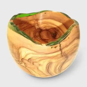 Resin Border Wood and <b>Epoxy</b> Resin Fruit Bowl Creative Salad Bowl Decorative Wooden Bowl Plates Dishes Dinnerware Type - Product Image 1