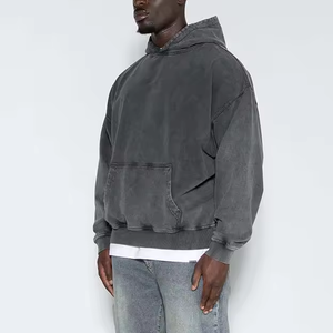 custom men's hoodie oversize <b>drop</b> shoulder Hoodie Blank Pullover Streetwear heavyweight <b>acid</b> washed vintage cropped hoodies - Product Image 2