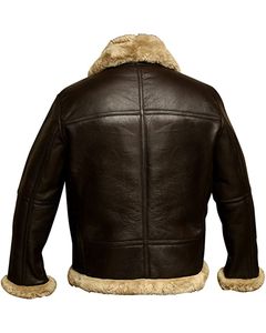 Chaqueta de Cuero B3 Bomber con Forro de Borrego, Chaqueta de Moda Masculina para Motocicleta, Impermeable, Reversible y Ecológica para Invierno - Product Image 5