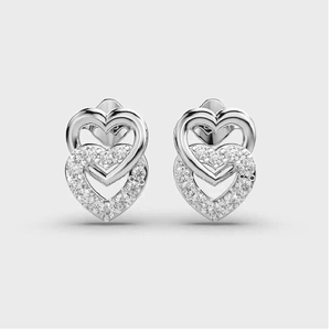 Pendientes de Diamantes Geométricos Modernos de la Mejor Calidad |   Joyería de Moda Contemporánea y Elegante para Mujer, Chapada en Rodio, Certificada por IGI, RATAN - Product Image 2