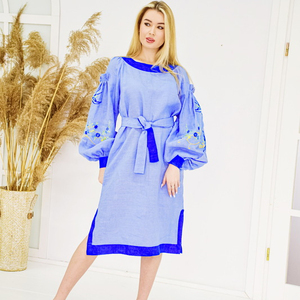 Exclusivo bonito vestido bordado ucraniano señora mangas largas último bordado hecho a mano mangas largas vestidos ucranianos - Product Image 1