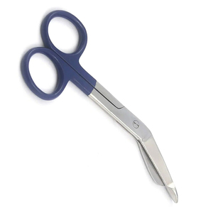 Tijera quirúrgica con mango revestido azul, hoja curva, tijeras de vendaje de funcionamiento, tijera de corte de puntada de acero inoxidable - Product Image 5