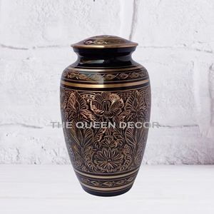 Best Selling Wholesale Cremation Urns Customized Design Brass <b>Engraved</b> Black Gold Finish Human Pets Ashes Funeral Keepsake - Product Image 1