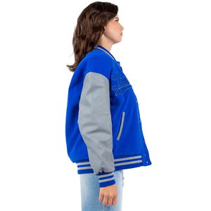 Blouson aviateur de baseball Varsity Letterman pour hommes Blouson d'hiver en laine à col montant et manches en cuir Veste universitaire à motifs - Product Image 2