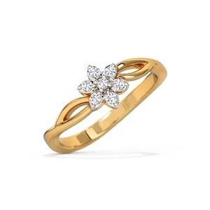 Dainty Romantique 18k Round Cut Lab Grown Diamond Bague de fiançailles Flower Style Fine Jewelry pour les mariages et les fêtes - Product Image 3