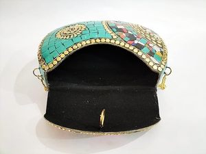 Bolso de mano de metal artesanal indio, bolso de mano de mosaico, bolso de fiesta, bolsos de mano multicolores para mujer - Product Image 5