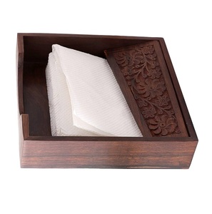 Servilletero de bambú cuadrado de diseño único y caja de pañuelos de madera rectangular Caddy para cocina, restaurante o bar - Product Image 6