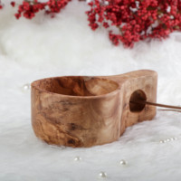 Tasse Kuksa ArtisRaw faite à la main en bois d'olivier tunisien | Tasse à boire naturelle de style méditerranéen