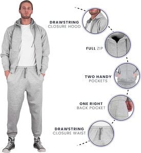 Chándal de algodón 100% acolchado con estampado de invierno, traje de jogging, cómodo, transpirable, deportivo, cálido, Sudadera con capucha de manga larga de 2 piezas - Product Image 6