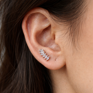 Crystal <b>Earrings</b>-<b>Climber</b> Diamond Studs - Product Image 4