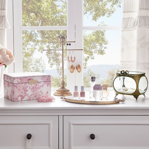 Boîte à bijoux en laiton vintage avec panneaux en verre Mallette de rangement décorative élégante pour bagues et colliers - Product Image 4