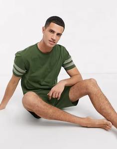 Conjuntos de camiseta y pantalones cortos en blanco para hombres, traje de jogging de verano personalizado, conjunto corto de dos piezas, 100% algodón - Product Image 3