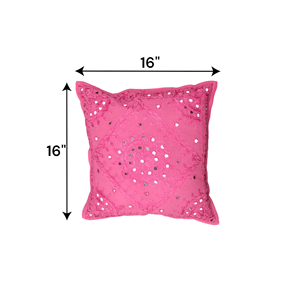 Fundas de Cojín de Algodón Rosa Hechas a Mano de 16x16 con Bordado de Espejo, Juego de 2 Cojines Decorativos para Sofá y Cama, para Decoración del Hogar - Product Image 4