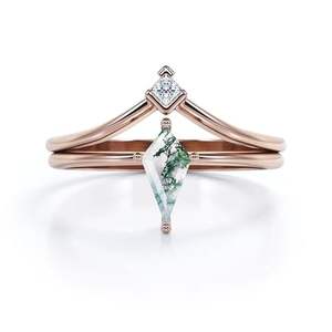 Anillo de Compromiso Clásico con Corte en Forma de Cometa de 1.1 Quilates, Estilo Victoriano, Plata 925, Piedra de Ágata Musgosa Natural, Bañado en Rodio, para Bodas y Fiestas - Product Image 6