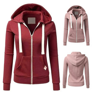 Sudaderas con capucha personalizadas para Otoño e Invierno para mujer, chaquetas de manga larga, bolsillos con cordón, abrigo con cremallera, prendas de vestir para mujer - Product Image 2