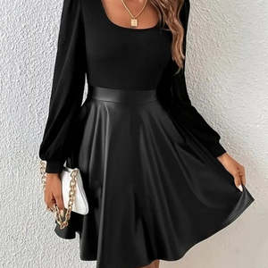 Vestido Mini de Viscosa con Cuello Cuadrado y Manga Larga para Mujer de Jane's - Elegante para Fiestas y Salidas Nocturnas - Product Image 2