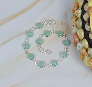 Aquamarine 925 Sterling Silver Adjustable <b>Bracelet</b> Gemstone <b>Bracelet</b> Handmade Jewelry Gift for Anniversary 11 Stone <b>Bracelet</b> - Product Image 3