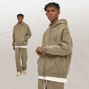 Vente en gros de sweats à capuche en coton épais à double fermeture éclair sweats à capuche pour hommes de haute qualité logo personnalisé oversize sweats à capuche à fermeture éclair - Product Image 1