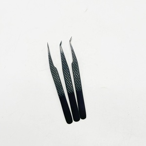 Pince à cils professionnelle noir 45 degrés L Type et pince à épiler en acier inoxydable anti-bactérien Logo personnalisé - Product Image 3