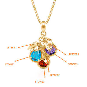 Jeulia Custom Pear Birthstone <b>Initial</b> <b>Necklace</b>-Gold Plated Zircon Pendant - Product Image 4