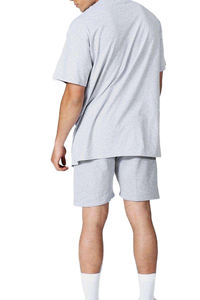 Conjunto de Verano Unisex de Jersey Grueso, Color Gris Liso, Estilo Holgado, Camiseta y Pantalones Cortos, Color Sólido, Personalizable - Product Image 2