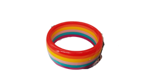 Best <b>Cute</b> Rainbow Acrylic Bangle Unisex Fashion Designer Stylish Jewelry Gift <b>Bracelet</b> Colorful Striped Design Anniversary Woman - Product Image 3