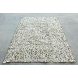 4.4x6.9 ft Area Vintage Rug, Turkish Rug, Gray <b>Brown</b> Camouflage <b>Wool</b> Rug - Product Image 1