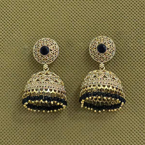 Joyería antigua de moda Jhumki DE LA India Pendientes de aro chapados en oro Exportador directo - Product Image 2