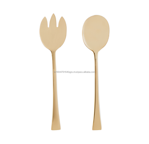 Juego de servidor de ensalada de acero inoxidable hecho a mano de calidad superior - Product Image 1