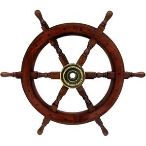 Laiton et bois bateau roue navires volant Vintage capitaine Pirate tenture murale Antique bateau en bois roue en gros inde - Product Image 2