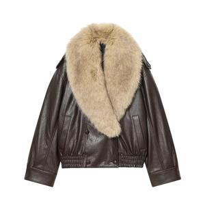 Chaqueta de Mezclilla de Cuero para Hombre, Estilo Urbano, Motociclista, Punk, Manga Larga, Sólida, Impermeable, Cierre de Un Solo Botón, Talla Grande - Product Image 1