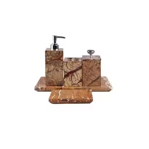 Juego de baño de tres piezas de resina hecho a mano con estilo, organizador de tocador Premium, jabonera, soporte para cepillo de dientes, vaso, bandeja clásica para el hogar - Product Image 5