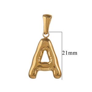 Colgantes y dijes de moda de acero inoxidable 316L chapados en oro PVD de 14K y 18K personalizados, dijes de letras de burbujas para la fabricación de joyas - Product Image 6