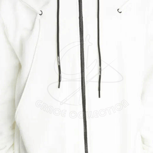 Sweats à capuche blancs pour hommes avec conception personnalisée Full Double Two Way Zipper Fashionable Autumn Plain Dyed Technique - Product Image 5