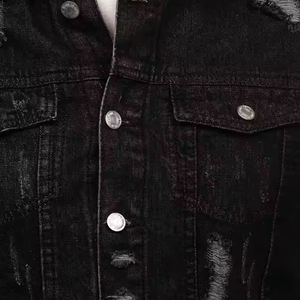 Chaqueta vaquera de mezclilla transpirable para hombre, chaquetas de invierno de mezclilla informales de color negro de lana de algodón personalizadas OEM para hombre de WAKIN WEAR - Product Image 6