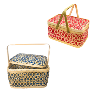 Cestas de Almacenamiento Rectangulares de Bambú Tejidas a Mano de Estilo Vintage Multiusos con Diseños Florales, Regalo Hecho a Mano en Vietnam - Product Image 1