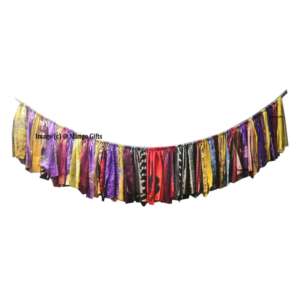 Handmade Upcycled Old <b>Silk</b> Sari Saree Window Valance Garland Hippie Bohemian-Themed <b>Curtains</b> Valances for Indoor Outdoor Party - Product Image 5