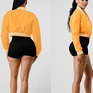 Personnalisé Automne Femmes Recadrée Varsity Veste Letterman Vestes Manches Longues Manteaux Bomber Baseball Varsity Vestes - Product Image 2