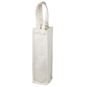 Sac à vin en toile de coton blanc naturel pour décorations de mariage, sac à bouteille écologique et élégant, capacité de 1 litre, porte-bouteille - Product Image 1