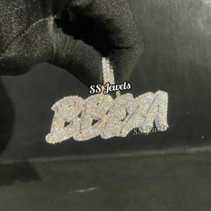 Personnalisé VVS Lab Cultivé Diamant 'I' Bustdown Nom 925 Argent Rappeur Unisexe Hip Hop Charme Collier pour Cadeau De Fête - Product Image 2