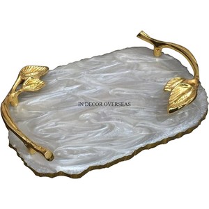 Modern Creative Art Unique Designer Aluminum Casted Silver Finishing Shiny Polished Serving <b>Tray</b> Restaurant And Hotel Supplies - Product Image 3