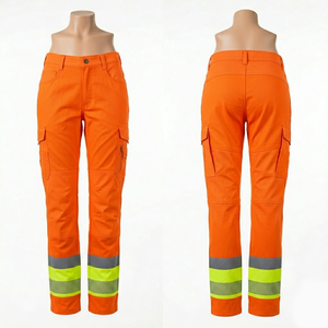 Men's and Women Safety <b>Work</b> <b>Pant</b> 180 GSM Premium Polyester Fabric Neon Yellow <b>Black</b> Contrast Panel Reflective Tape Custom Logo - Product Image 6