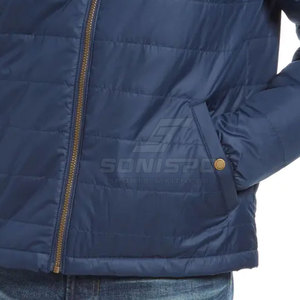 Blouson matelassé homme color block, col montant, coupe-vent, hiver, décontracté, fermeture éclair, rembourrage épais en polyester, coupe droite - Product Image 5